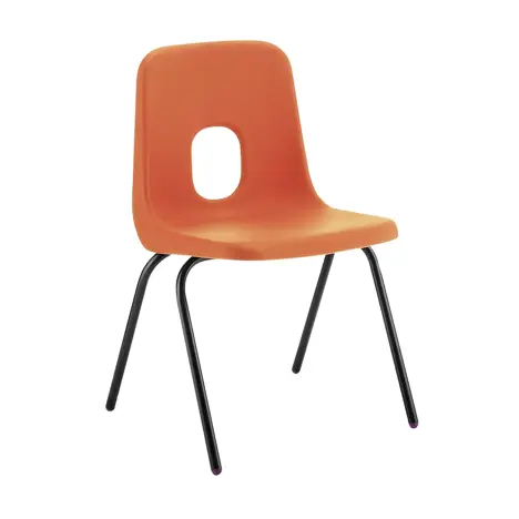 E Series Polypropylene Classroom Chair - 4 Black Legs - Size EB - Orange